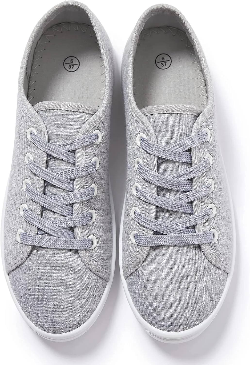Shupua Women's Casual Canvas Sneakers, White, Lace Up Flats