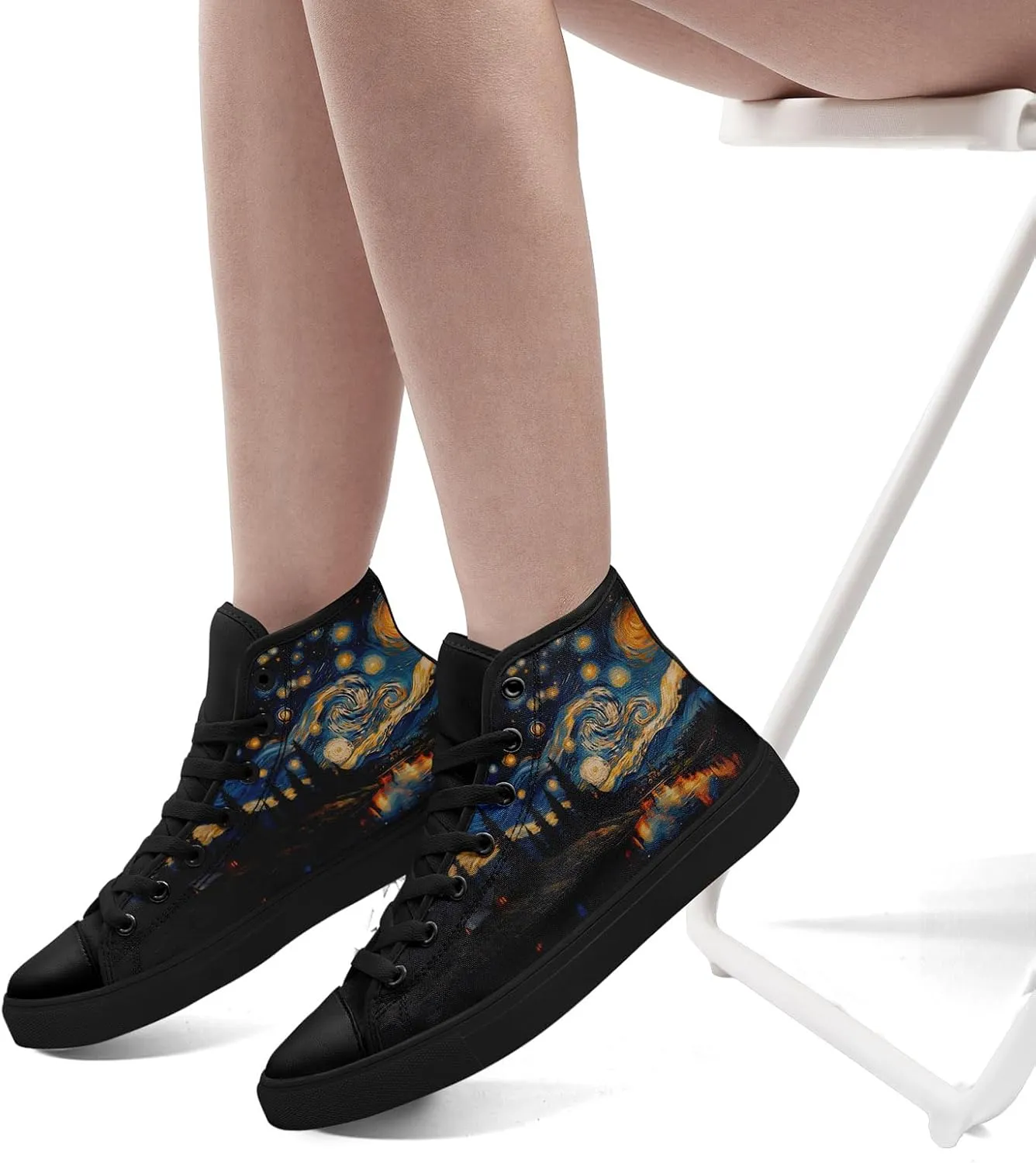 Sky High-top Canvas Shoes for Men Women Fashion Breathable Lace Up Comfortable Trendy Sneaker Plat Star Moon Shoes