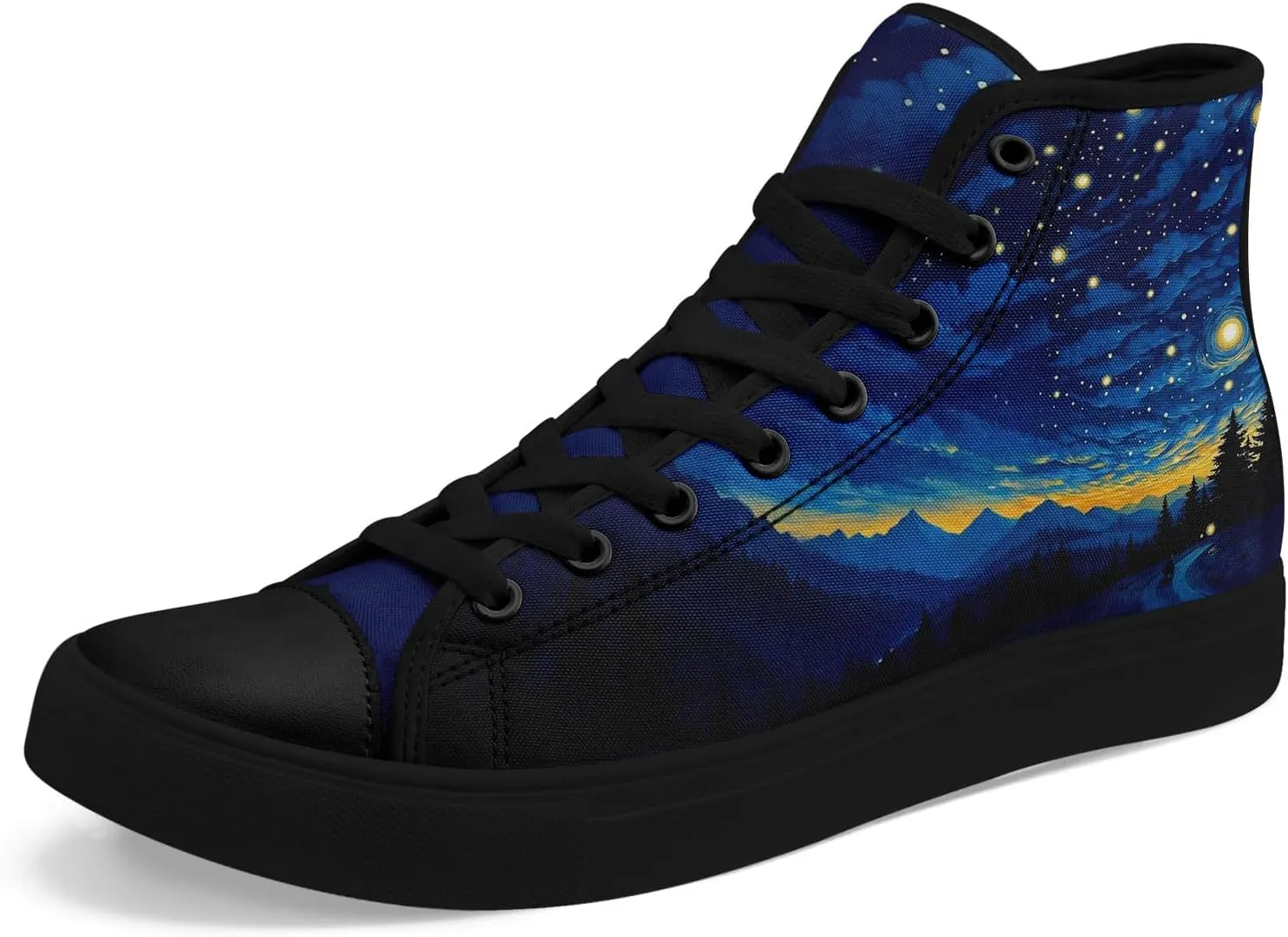 Sky High-top Canvas Shoes for Men Women Fashion Breathable Lace Up Comfortable Trendy Sneaker Plat Star Moon Shoes