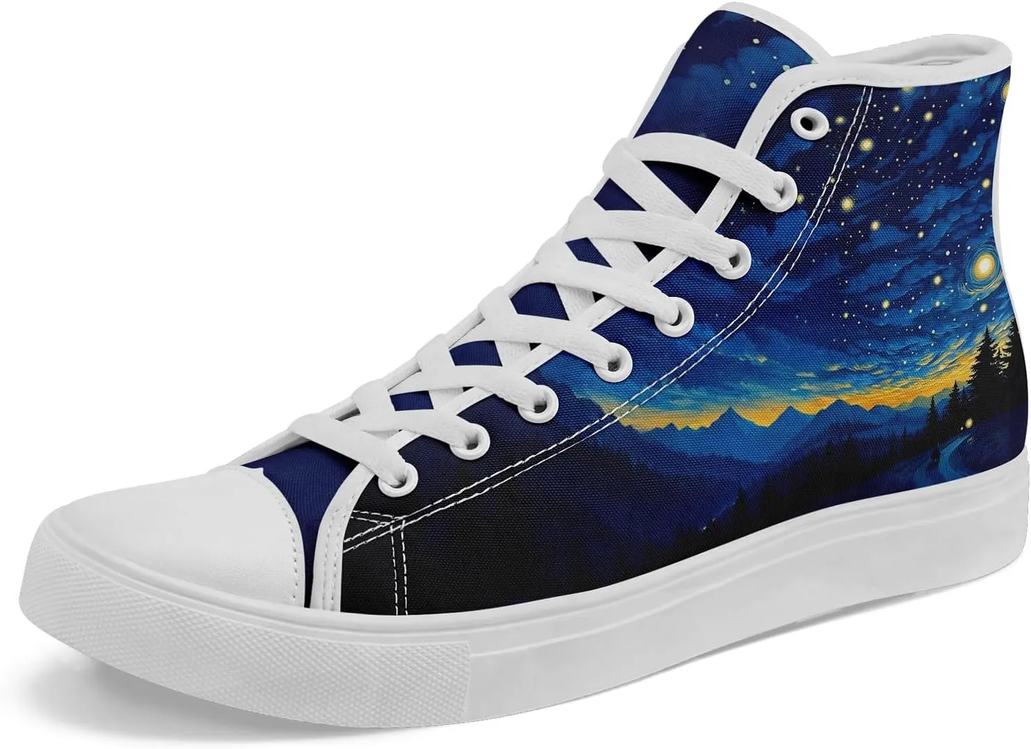 Sky High-top Canvas Shoes for Men Women Fashion Breathable Lace Up Comfortable Trendy Sneaker Plat Star Moon Shoes