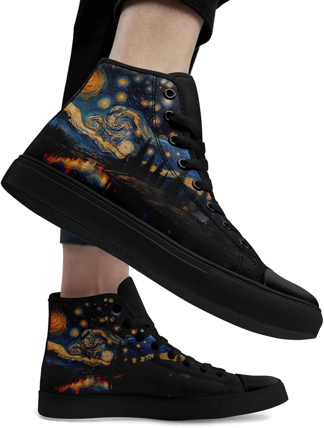 Sky High-top Canvas Shoes for Men Women Fashion Breathable Lace Up Comfortable Trendy Sneaker Plat Star Moon Shoes