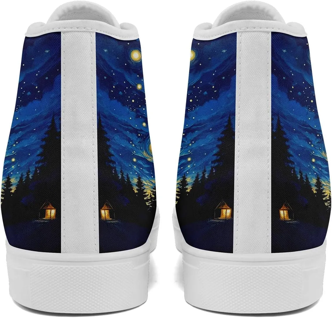Sky High-top Canvas Shoes for Men Women Fashion Breathable Lace Up Comfortable Trendy Sneaker Plat Star Moon Shoes