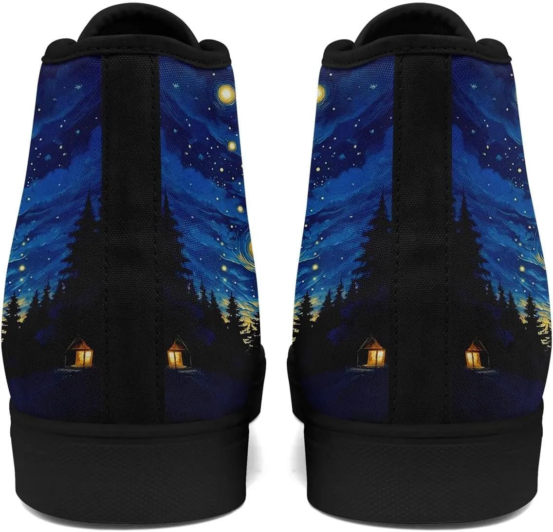Sky High-top Canvas Shoes for Men Women Fashion Breathable Lace Up Comfortable Trendy Sneaker Plat Star Moon Shoes