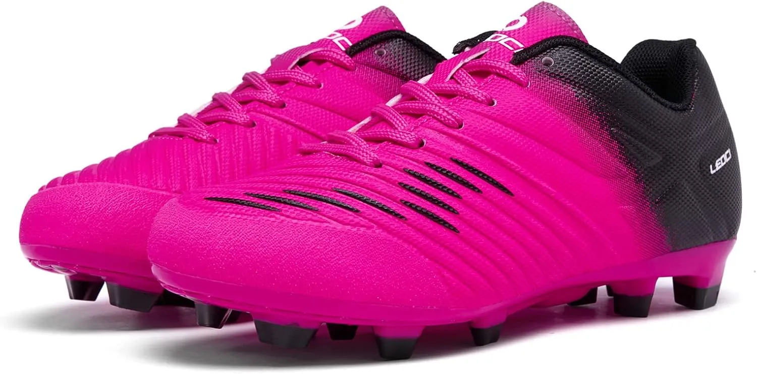 Soccer Shoes for Boys Pink Soccer Cleats Breathable Athletic Toddler Black Football Boots for Outdoor Indoor Soccer Shoes for Girls AG/FG