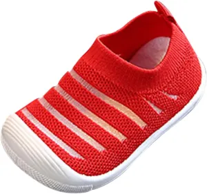 Toddler Basketball Shoes Summer and Autumn Cute Girls Flying Woven Mesh Breathable Flat Solid Little Girl Toddler Shoes