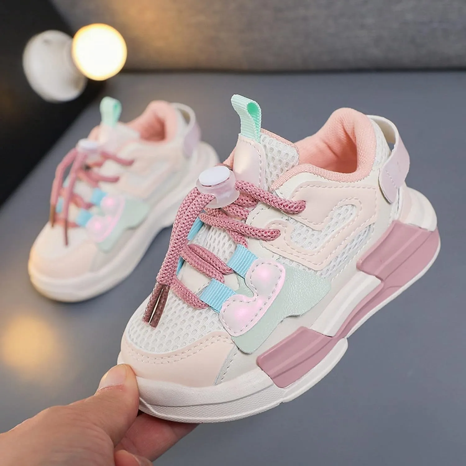 Toddler Boys Girls Lightweight Athletic Shoes Mesh Breathable Walking Sneakers Lace-up Soft Soles Sports Toddlers Babies