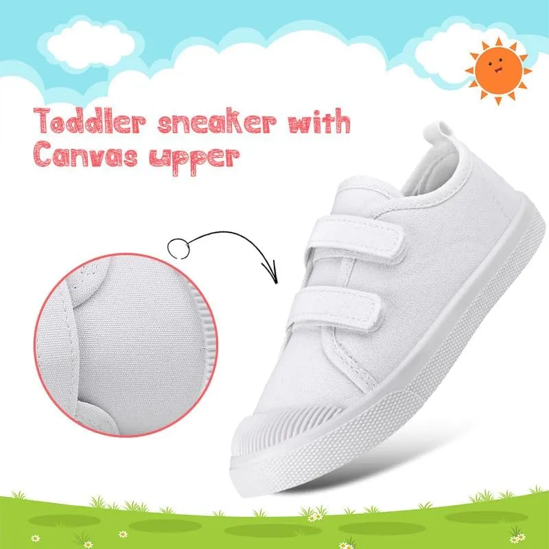 Toddler Boys Girls Slip On Canvas Sneakers Cartoon Dinasour Printed Little Kid Unisex Adjustable Strap Walking Shoes Lazy Shoes with Hook and Loops