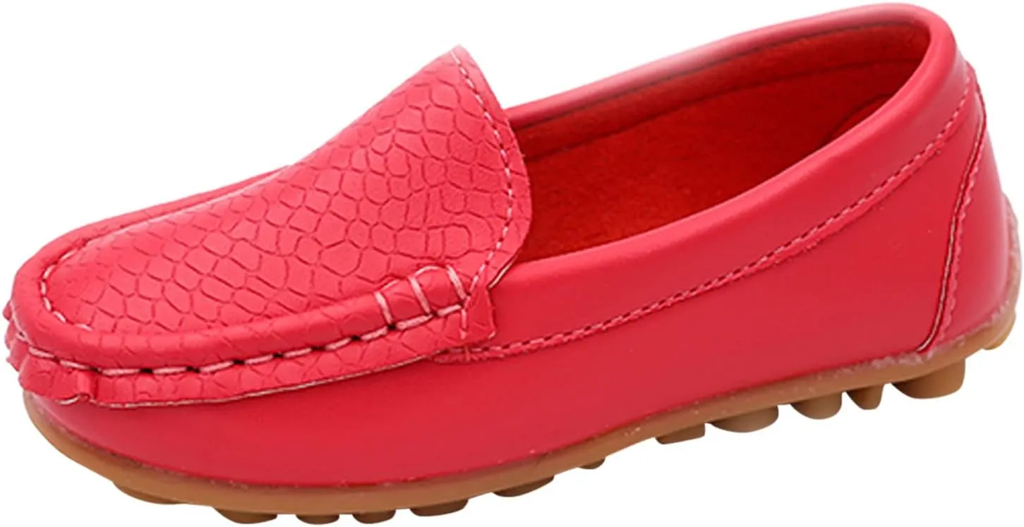 Toddler Little Kid Boys Girls Soft Slip On Loafers Dress Flat Shoes Boat Shoes Casual Shoes Baby Shoes Size 4 (Red, 32)