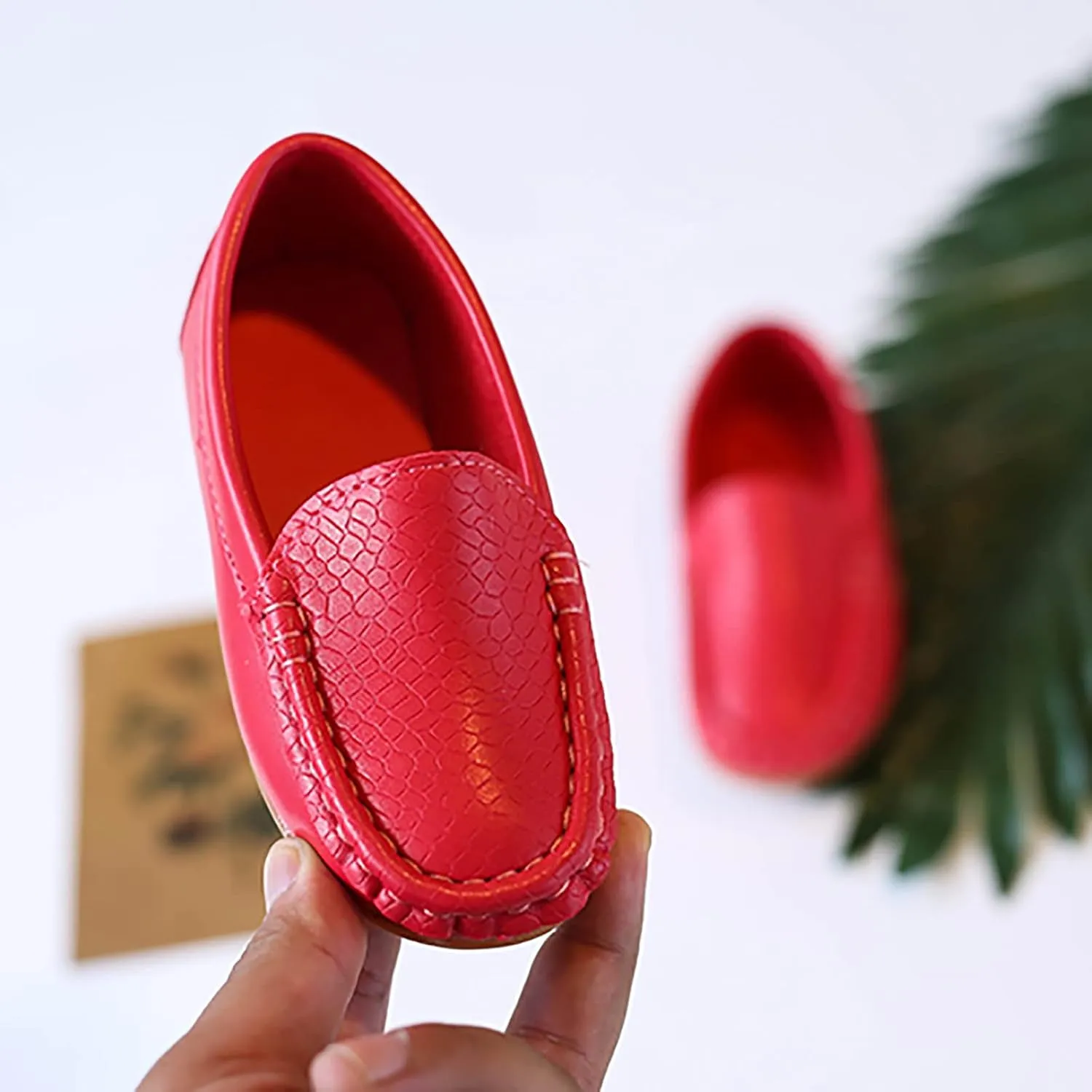 Toddler Little Kid Boys Girls Soft Slip On Loafers Dress Flat Shoes Boat Shoes Casual Shoes Baby Shoes Size 4 (Red, 32)