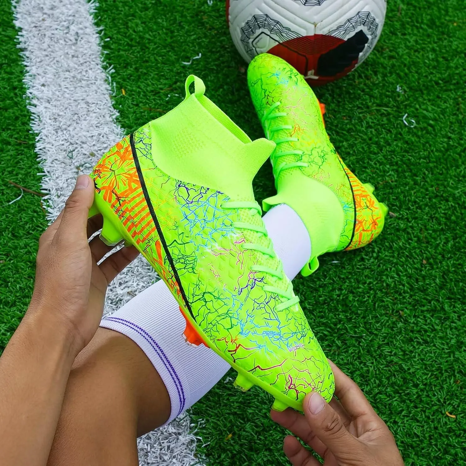 Unisex-Child Soccer Cleats Lightweight Training Football Shoes for Youth