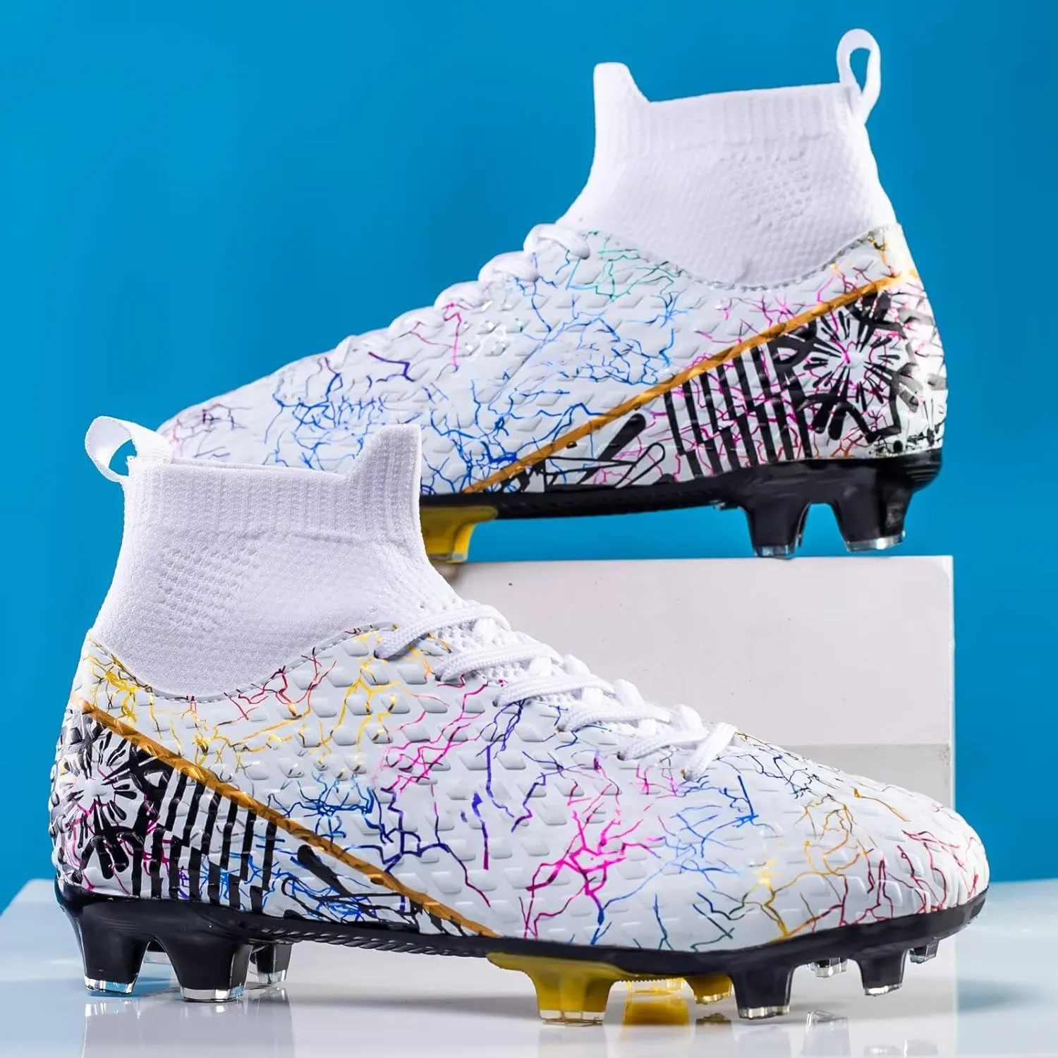 Unisex-Child Soccer Cleats Lightweight Training Football Shoes for Youth
