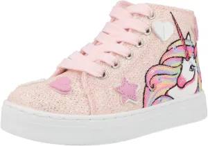 Victoria Sneakers Mesh Upper Pink Unicorn Design with Easy-Fit Zip for Girls