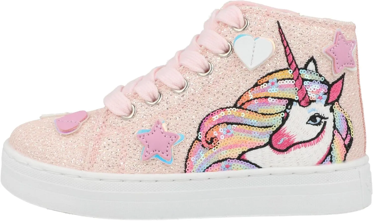 Victoria Sneakers Mesh Upper Pink Unicorn Design with Easy-Fit Zip for Girls