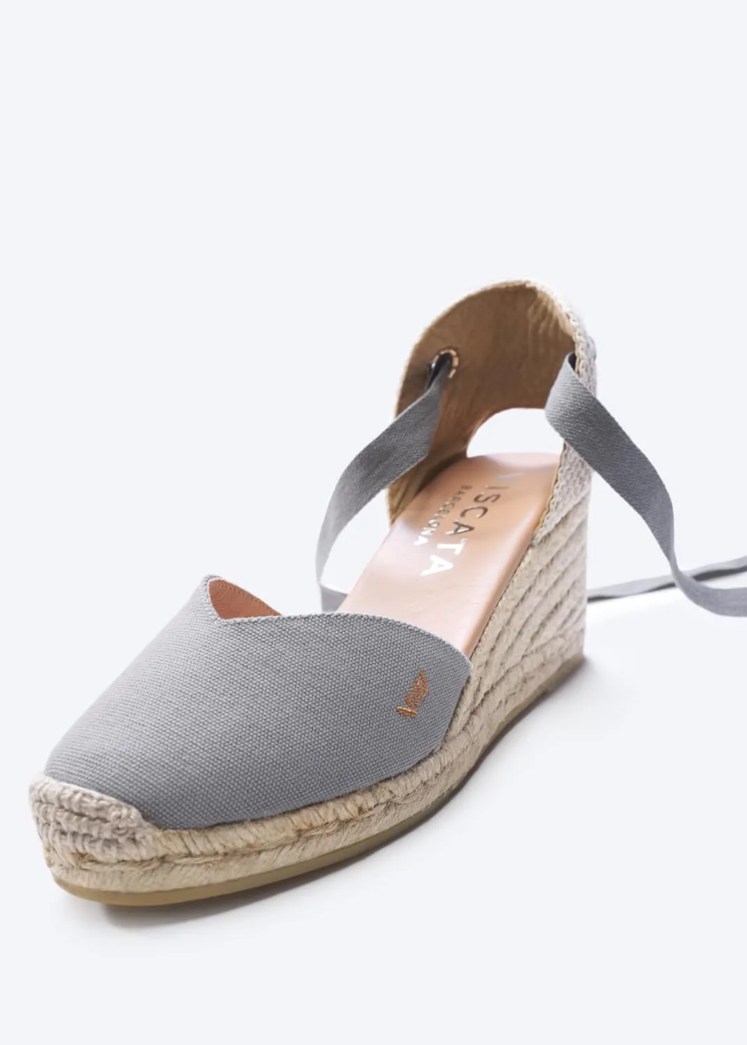 VISCATA Gava Canvas Wedge Handmade 2 ½” Heel Women's Sandals with Breathable Cotton Canvas V-cut Vamp and 100% Natural Jute Midsole for all Casual Occasions