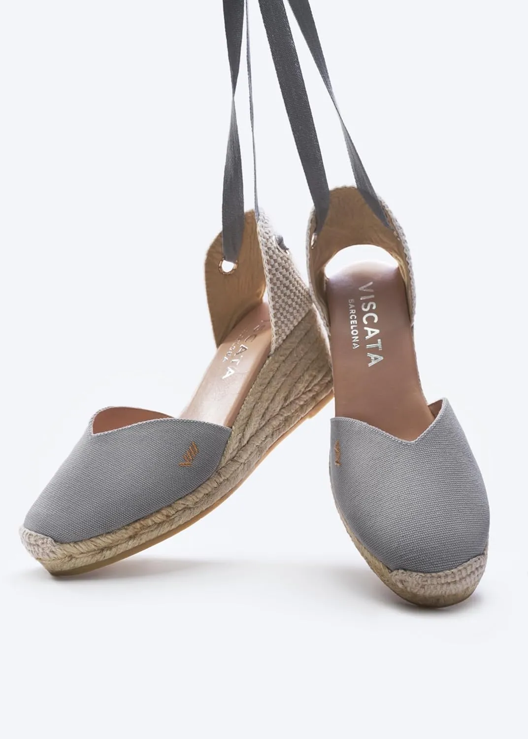 VISCATA Gava Canvas Wedge Handmade 2 ½” Heel Women's Sandals with Breathable Cotton Canvas V-cut Vamp and 100% Natural Jute Midsole for all Casual Occasions