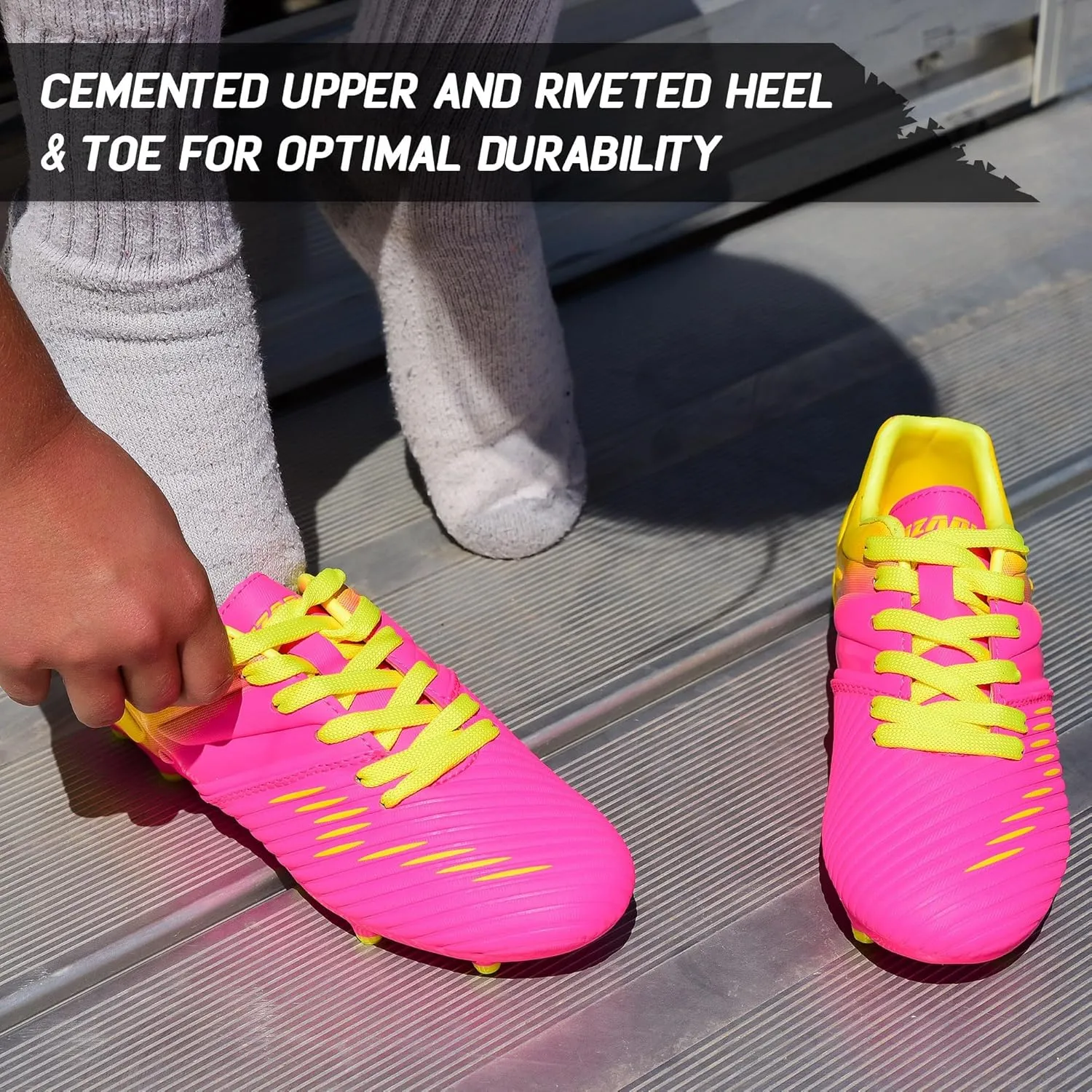 Vizari Liga FG Soccer Cleats for Kids | 100% Synthetic Football Cleats for Comfortable Wear | Water Resistant Two Tone Soccer Shoes with Anti-Stretch Lining for Flexible Indoor and Outdoor Play