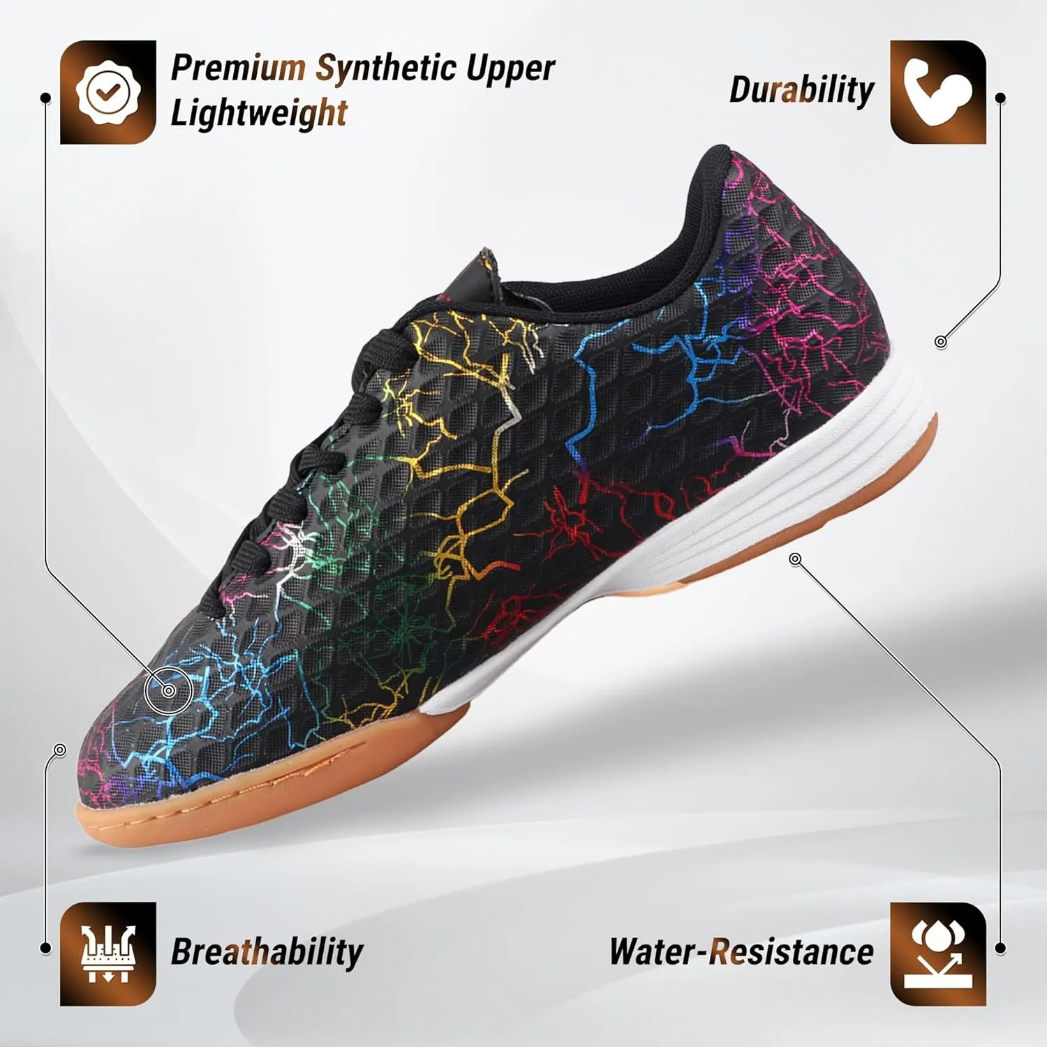 Vizari Zodiac Kids Indoor Soccer Shoes | Synthetic & Machine Washable Kids Soccer Cleats | Durable Football Shoes with Non-Marking Rubber Outsole for Maximum Traction for Boys and Girls