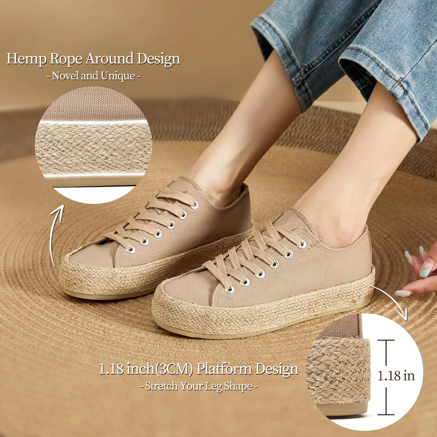 Waluzs Canvas Shoes for Women White Platform Sneakers Low Top Lace Up Tennis Shoes Comfortable Casual Walking Shoes