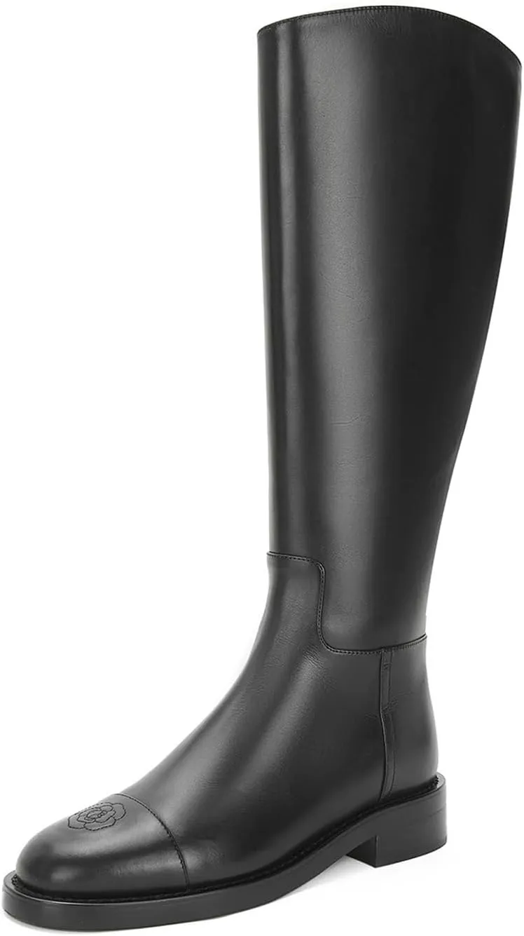 Western Style Long Boots, Fur Lined Stable Winter Women Waterproof Shoes, Neoprene Lined Outdoor Boots Suitable for All-Weather Use,36,Black