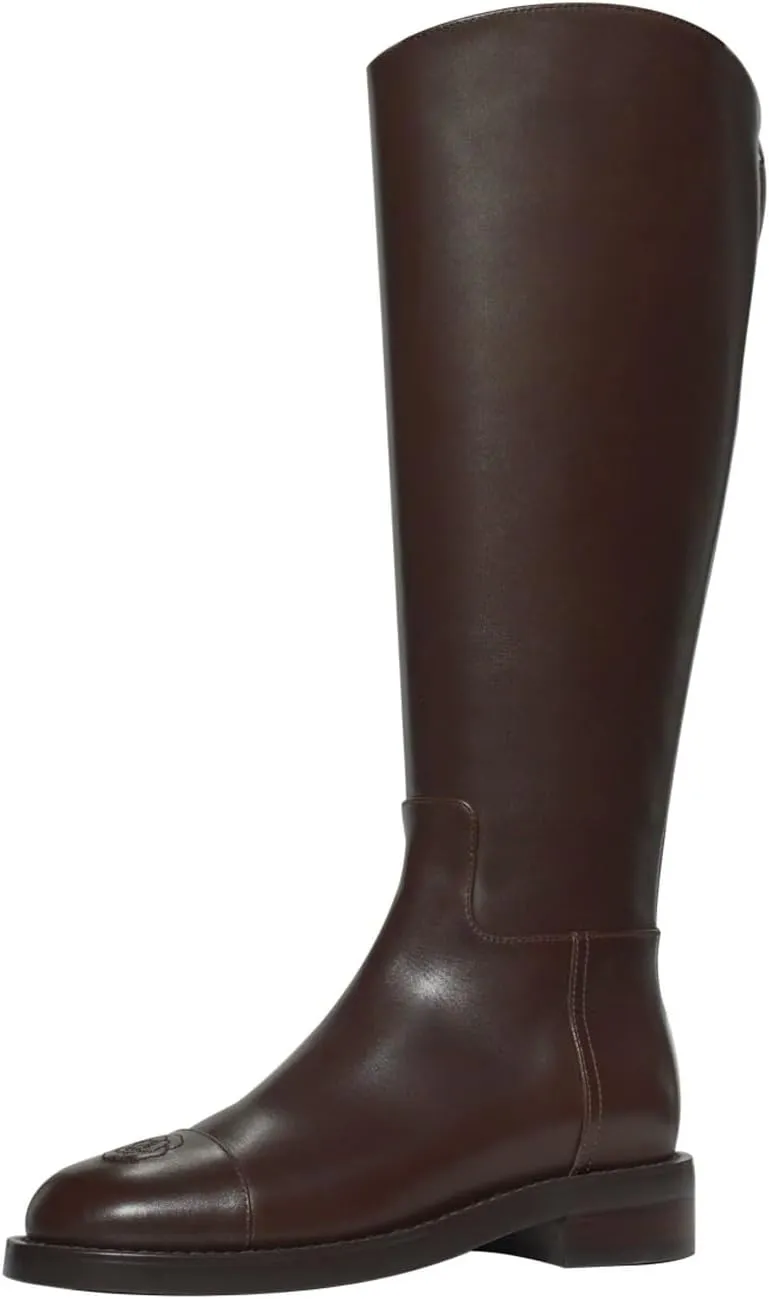 Western Style Long Boots, Fur Lined Stable Winter Women Waterproof Shoes, Neoprene Lined Outdoor Boots Suitable for All-Weather Use,36,Coffee Color