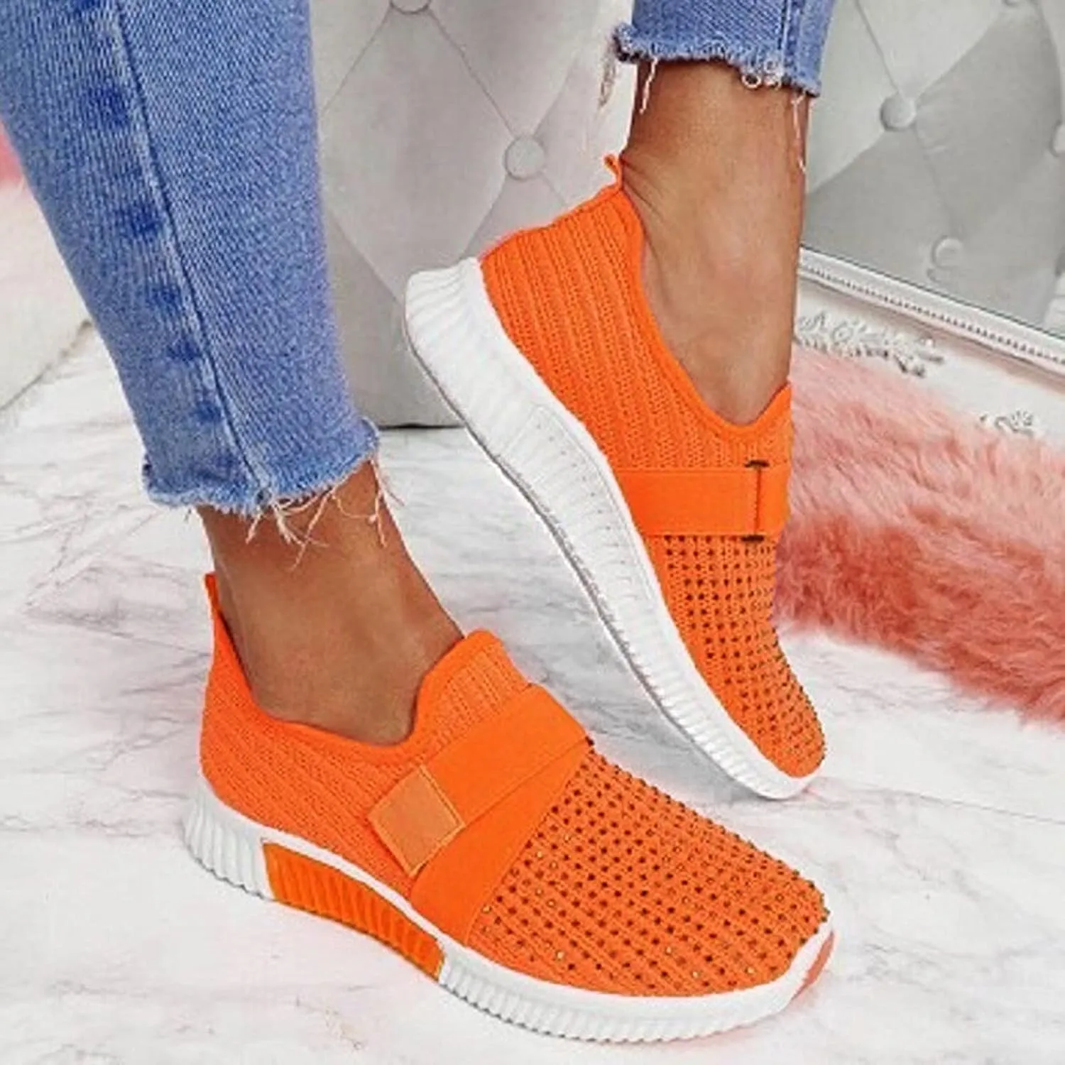 White Casual Sneakers for Women Trendy Zapatos Confortables para Mujer Nursing Shoes Women Comfortable White White Sneakers for Women Low Top 9.5 Wide Womens Non Slip Work Shoes