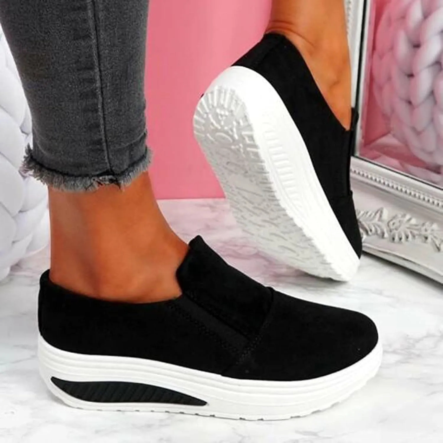 White Sneakers for Women Wide Toe Box Zapatos De Fiesta para Mujer Elegantes Comodos Trendy Walking Shoes for Women 2023 Womens White Platform Sneakers Zapatos Antideslizante para Mujeres