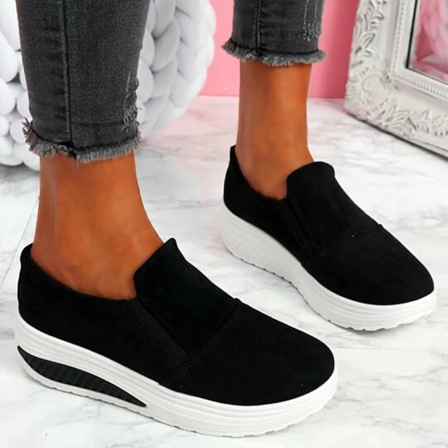 White Sneakers for Women Wide Toe Box Zapatos De Fiesta para Mujer Elegantes Comodos Trendy Walking Shoes for Women 2023 Womens White Platform Sneakers Zapatos Antideslizante para Mujeres