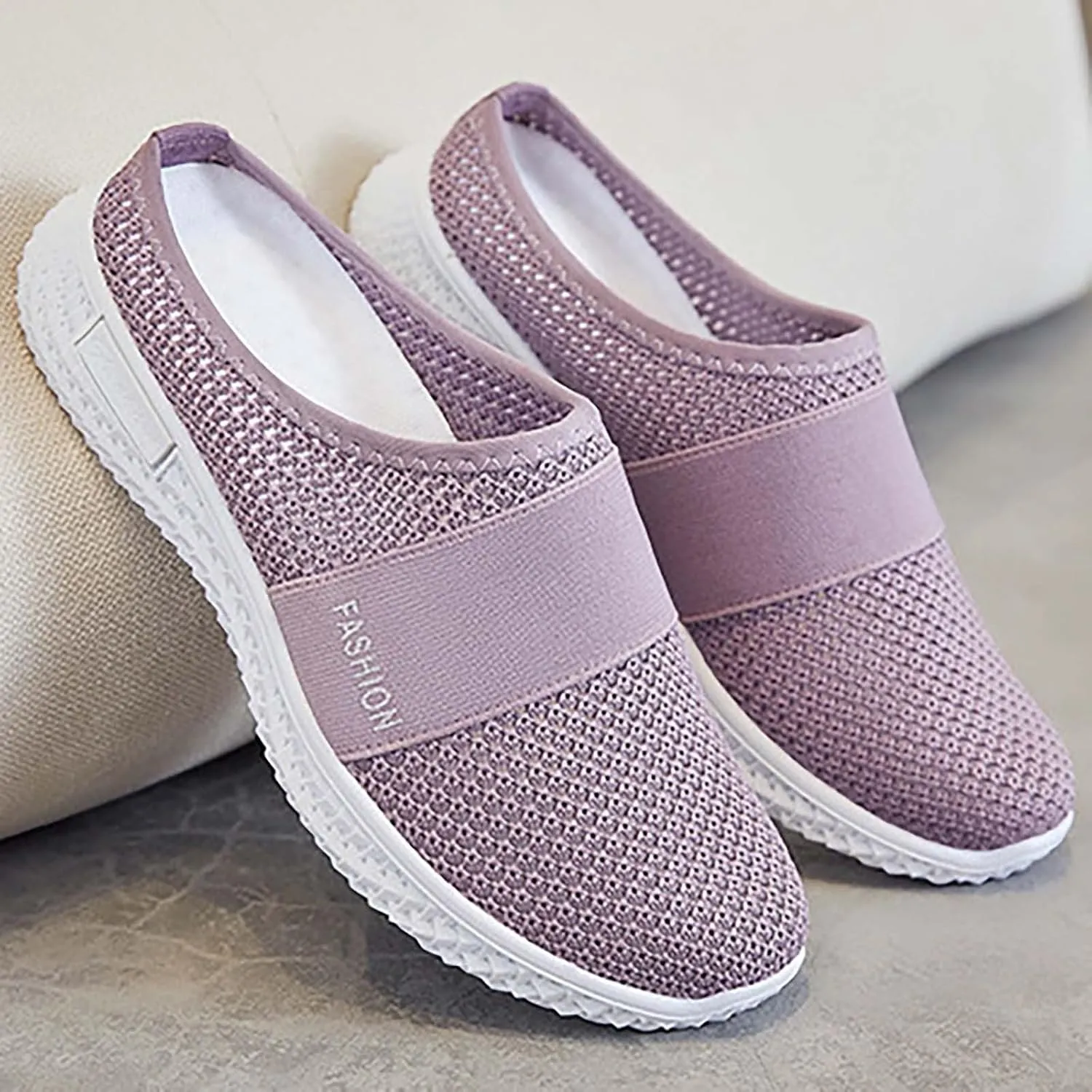 Womens Backless Sneakers Mesh Slip-on Mule Shoes Walking Shoes Women Comfortable Casual Dress Shoes Chunky Sneakers Brown Tennis Shoe Loafers Dress Shoe