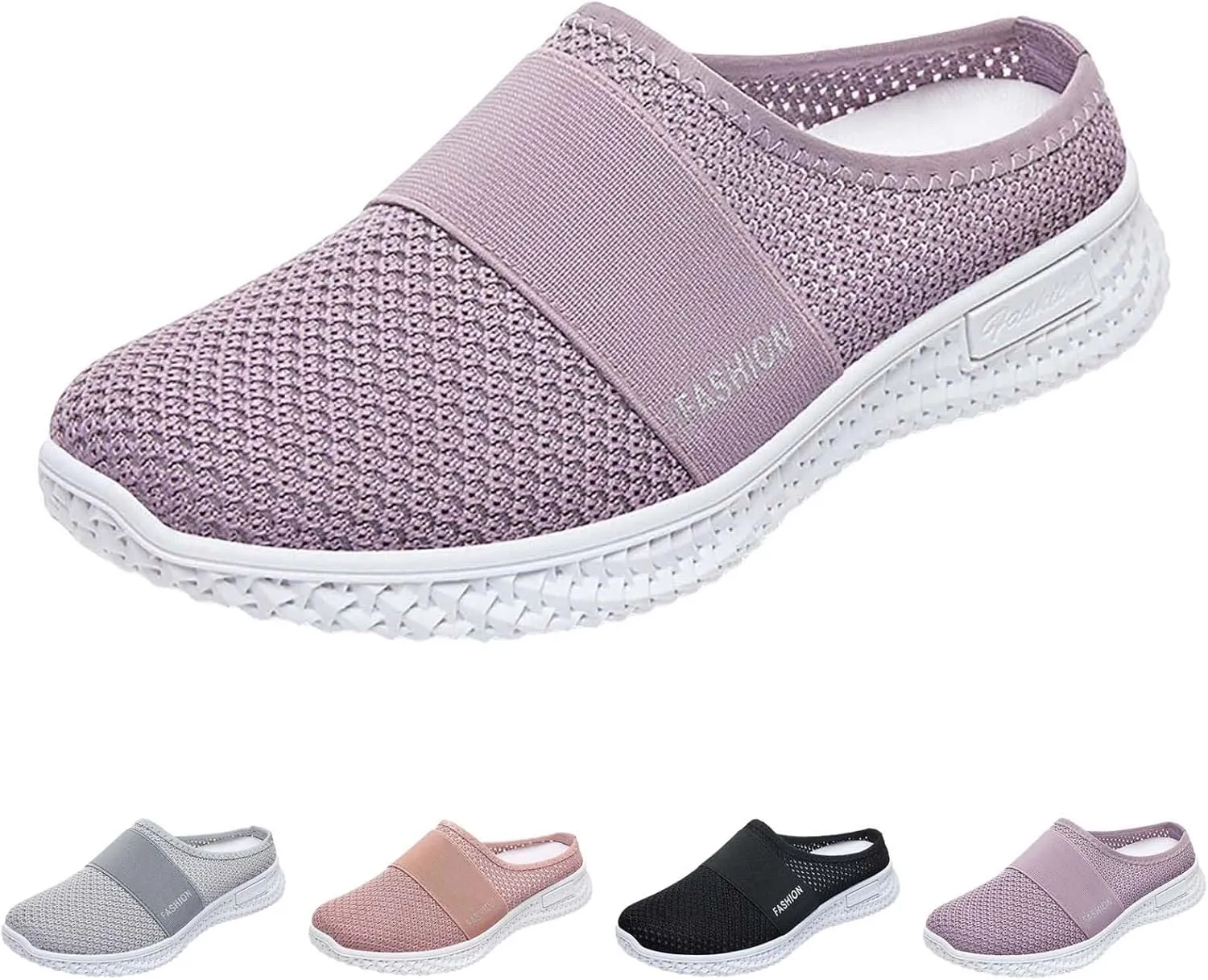 Womens Backless Sneakers Mesh Slip-on Mule Shoes Walking Shoes Women Comfortable Casual Dress Shoes Chunky Sneakers Brown Tennis Shoe Loafers Dress Shoe