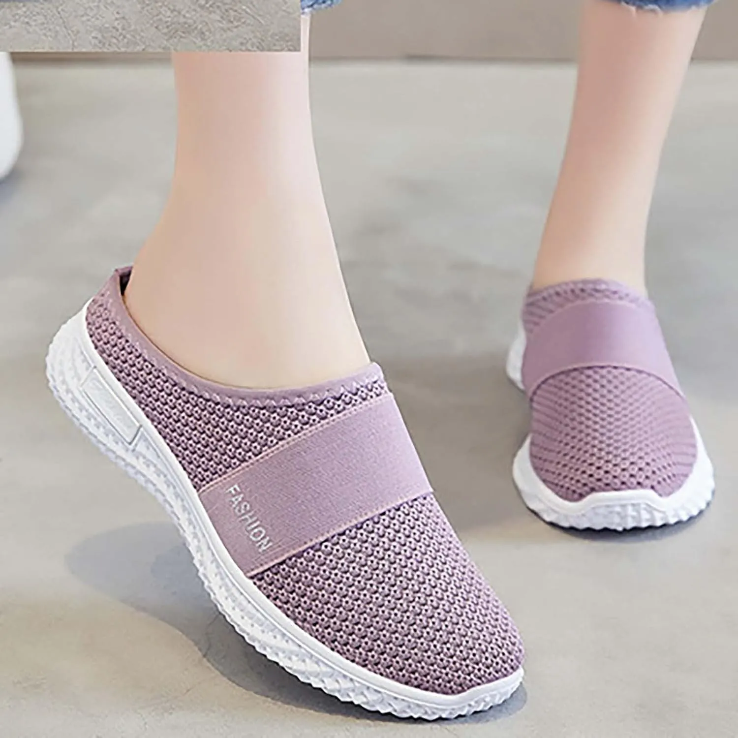 Womens Backless Sneakers Mesh Slip-on Mule Shoes Walking Shoes Women Comfortable Casual Dress Shoes Chunky Sneakers Brown Tennis Shoe Loafers Dress Shoe