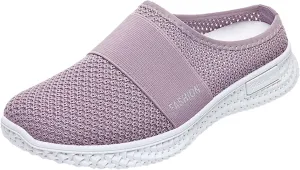 Womens Backless Sneakers Mesh Slip-on Mule Shoes Walking Shoes Women Comfortable Casual Dress Shoes Chunky Sneakers Brown Tennis Shoe Loafers Dress Shoe