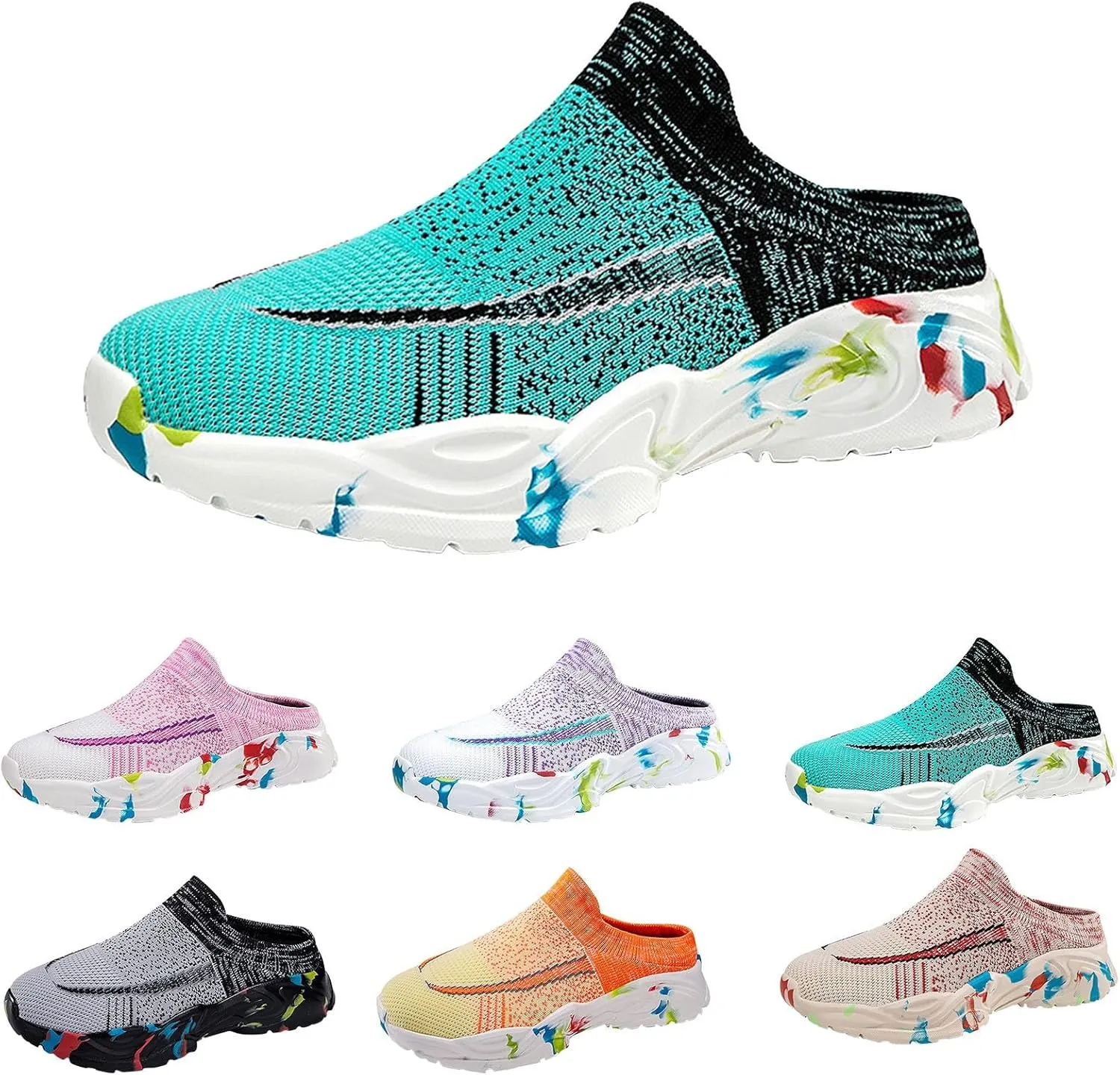 Women's Backless Walking Sneakers Summer Slip-on Mens Dress Shoes Wide Casual Black Shoes Casual Sneakers Steel Toe Tennis Shoe Cross Trainer Shoe
