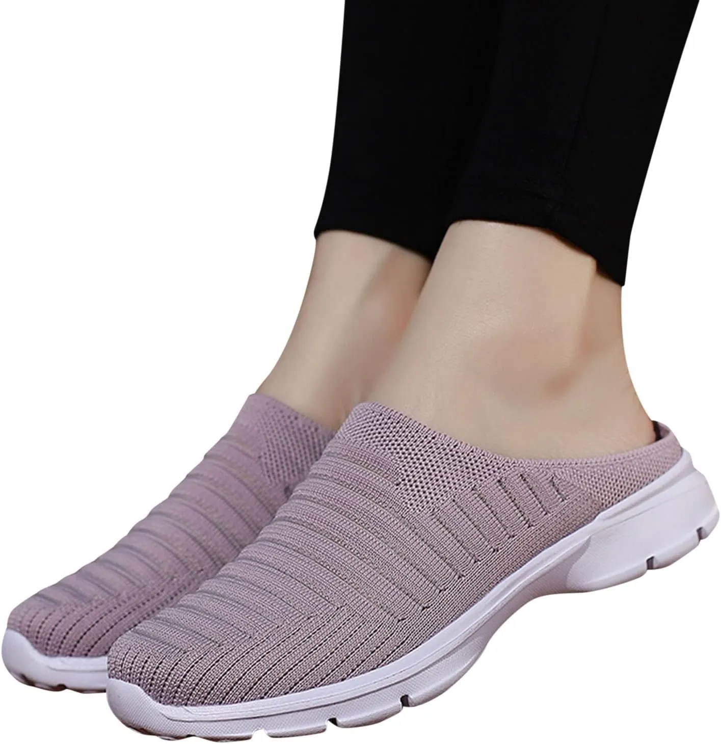 Women's Backless Walking Sneakers Summer Slip-on Mens Dress Shoes Wide Casual Black Shoes Casual Sneakers Steel Toe Tennis Shoe Cross Trainer Shoe