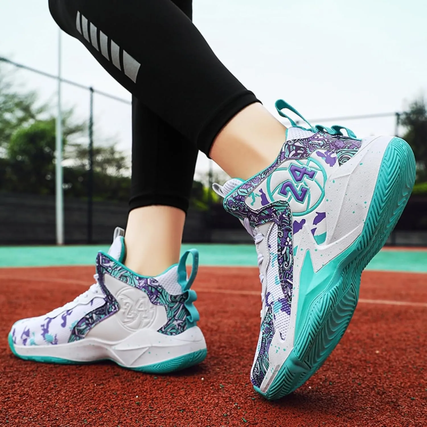 Womens Breathable Mesh Lace Up Basketball Shoes with Arch Support Lightweight Non-Slip High Top Sneakers Running Walking Tennis Shoes