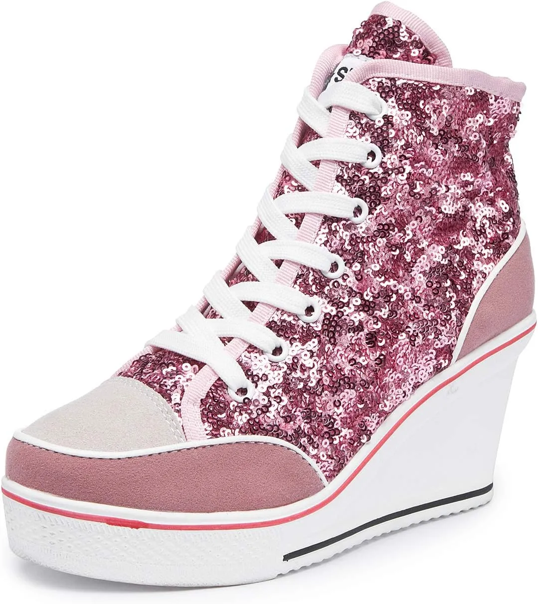 Women's Canvas Casual Shoes Dating Platform Slip-On High Top Sneakers Rubber Sole Wedge High Top Fashion Sneakers