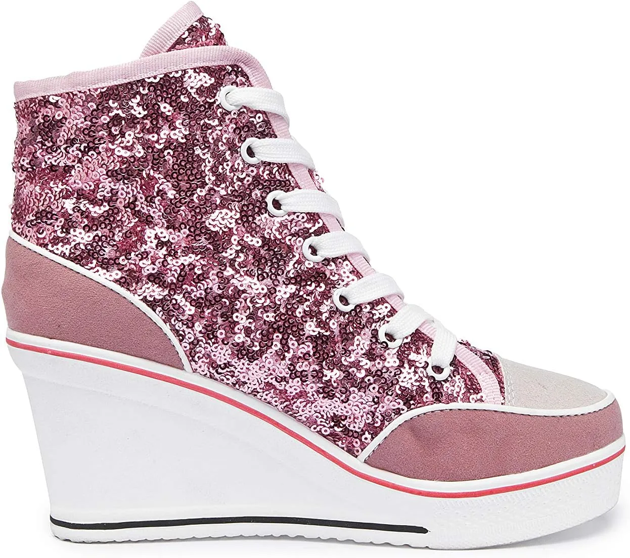 Women's Canvas Casual Shoes Dating Platform Slip-On High Top Sneakers Rubber Sole Wedge High Top Fashion Sneakers