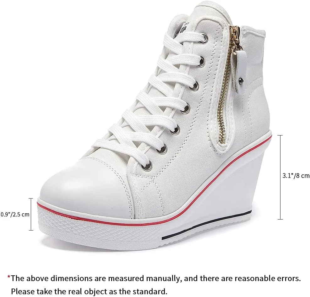 Women's Canvas High-Heeled Shoes Fashion Sneakers Casual Shoes for Walking Platform Wedges Pump Shoes