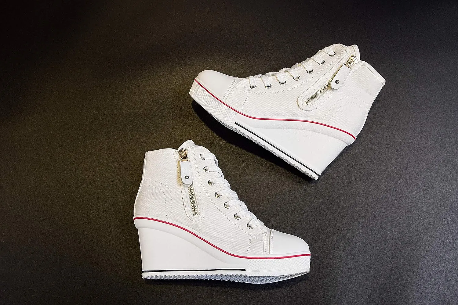 Women's Canvas High-Heeled Shoes Fashion Sneakers Casual Shoes for Walking Platform Wedges Pump Shoes