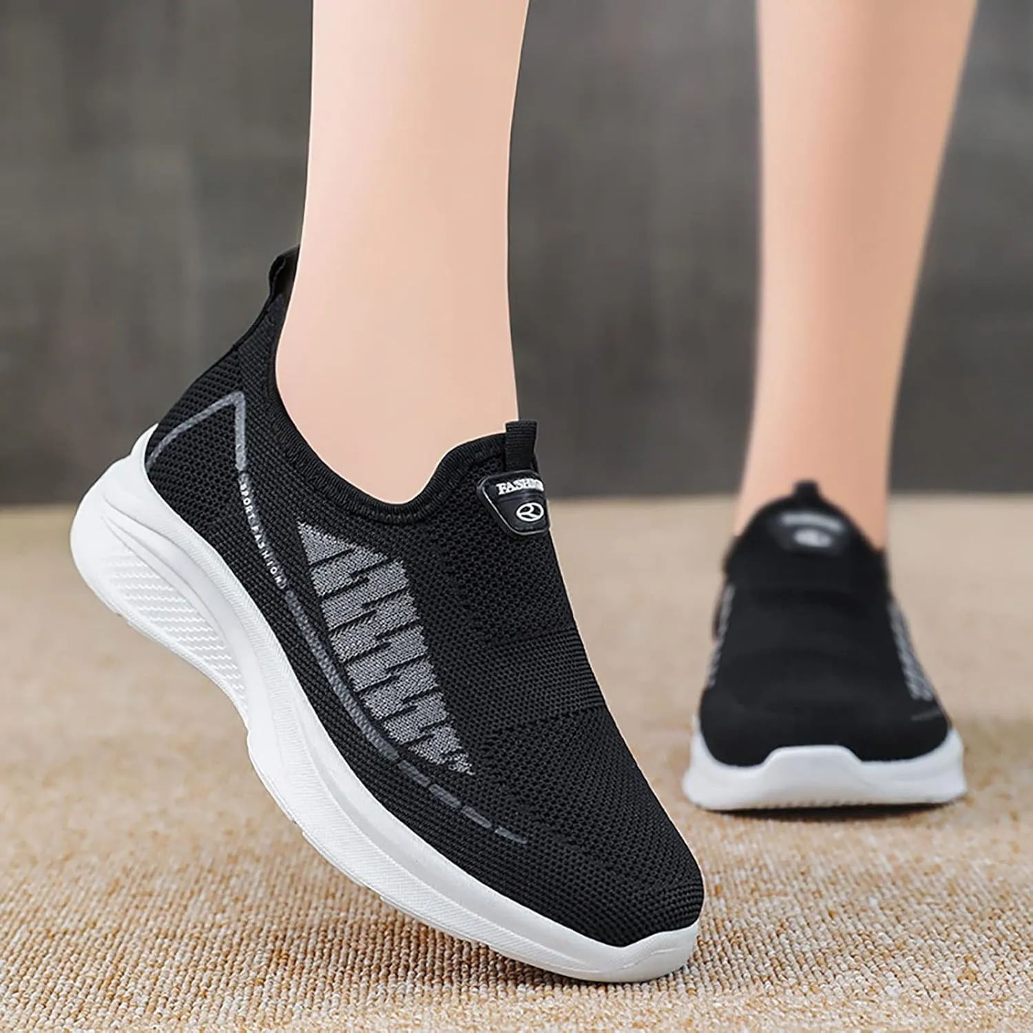 Womens Fashion Sneakers Size 10.5 Women's Wide Width Athletic Walking Shoes Womens Running Sneakers Wide Womens Walking Shoes Slip On Sneakers Pull On Sneakers Womens All Black