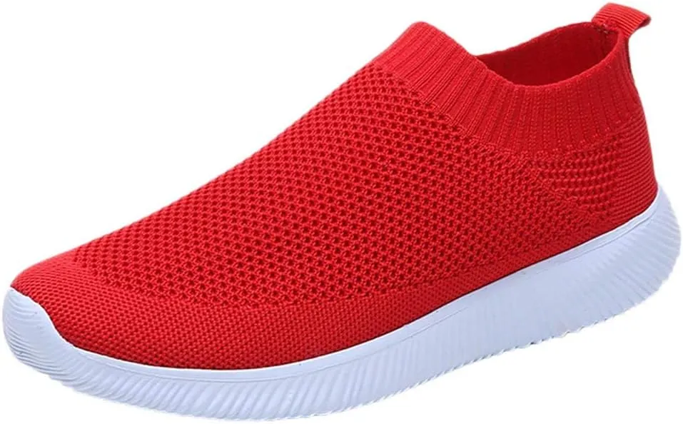 Womens Ladies Walking Running Shoes Slip On Lightweight Tennis Shoes Men Mesh Women Casual Shoes Men Shoes Sneakers Red Tennis Shoe Loafers Shoe