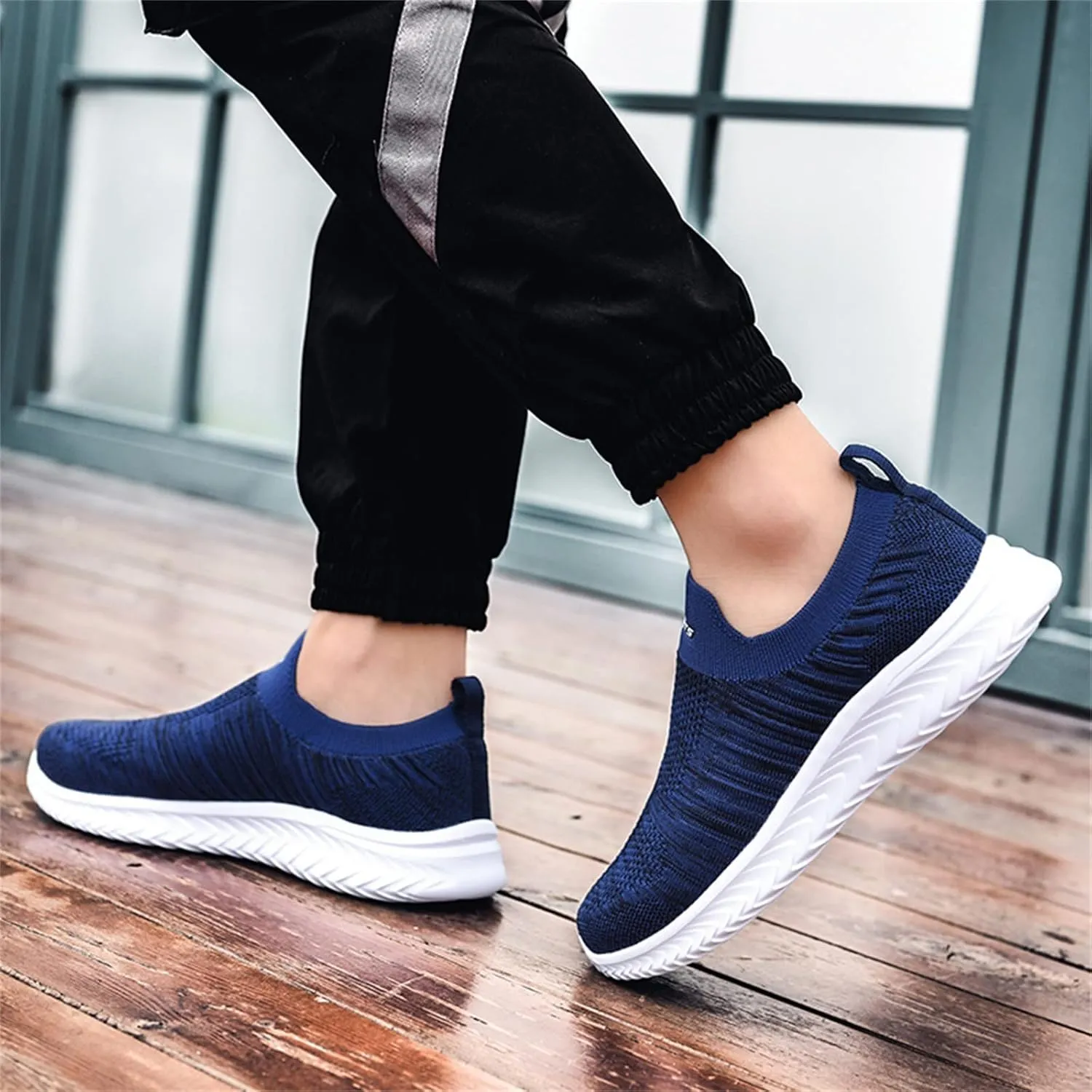 Women's Lightweight Slip On Walking Running Shoes Womens Tennis Shoes Mesh Casual Black Shoes Platform Sneakers Black Tennis Shoe Loafers Shoe