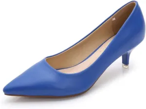 Women's Low Kitten Heel Pumps - Classic Pointed Toe Office Work Pumps, Slip-On Comfortable Dress Shoes with Sturdy Slim Heel for Professional Women