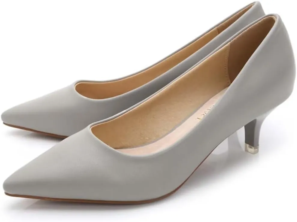 Women's Low Kitten Heel Pumps - Classic Pointed Toe Office Work Pumps, Slip-On Comfortable Dress Shoes with Sturdy Slim Heel for Professional Women