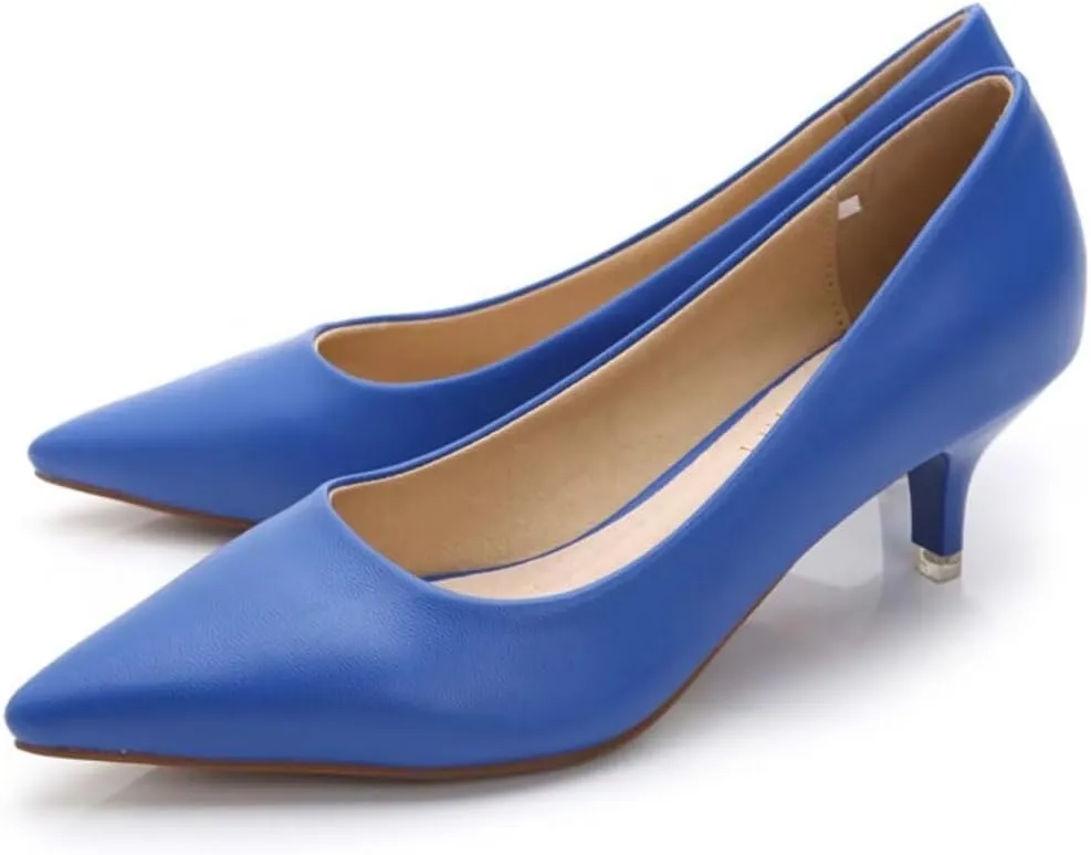Women's Low Kitten Heel Pumps - Classic Pointed Toe Office Work Pumps, Slip-On Comfortable Dress Shoes with Sturdy Slim Heel for Professional Women