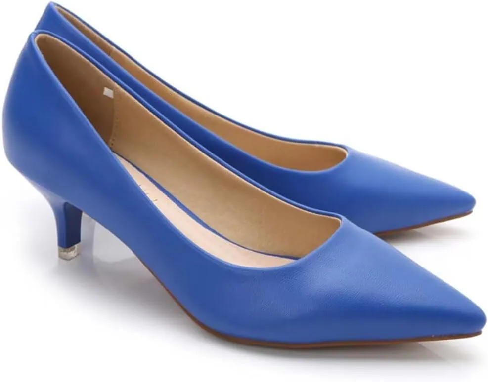 Women's Low Kitten Heel Pumps - Classic Pointed Toe Office Work Pumps, Slip-On Comfortable Dress Shoes with Sturdy Slim Heel for Professional Women