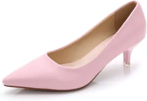 Women's Low Kitten Heel Pumps - Classic Pointed Toe Office Work Pumps, Slip-On Comfortable Dress Shoes with Sturdy Slim Heel for Professional Women