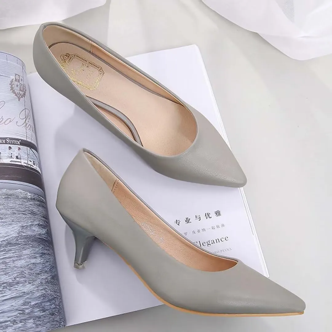 Women's Low Kitten Heel Pumps - Classic Pointed Toe Office Work Pumps, Slip-On Comfortable Dress Shoes with Sturdy Slim Heel for Professional Women