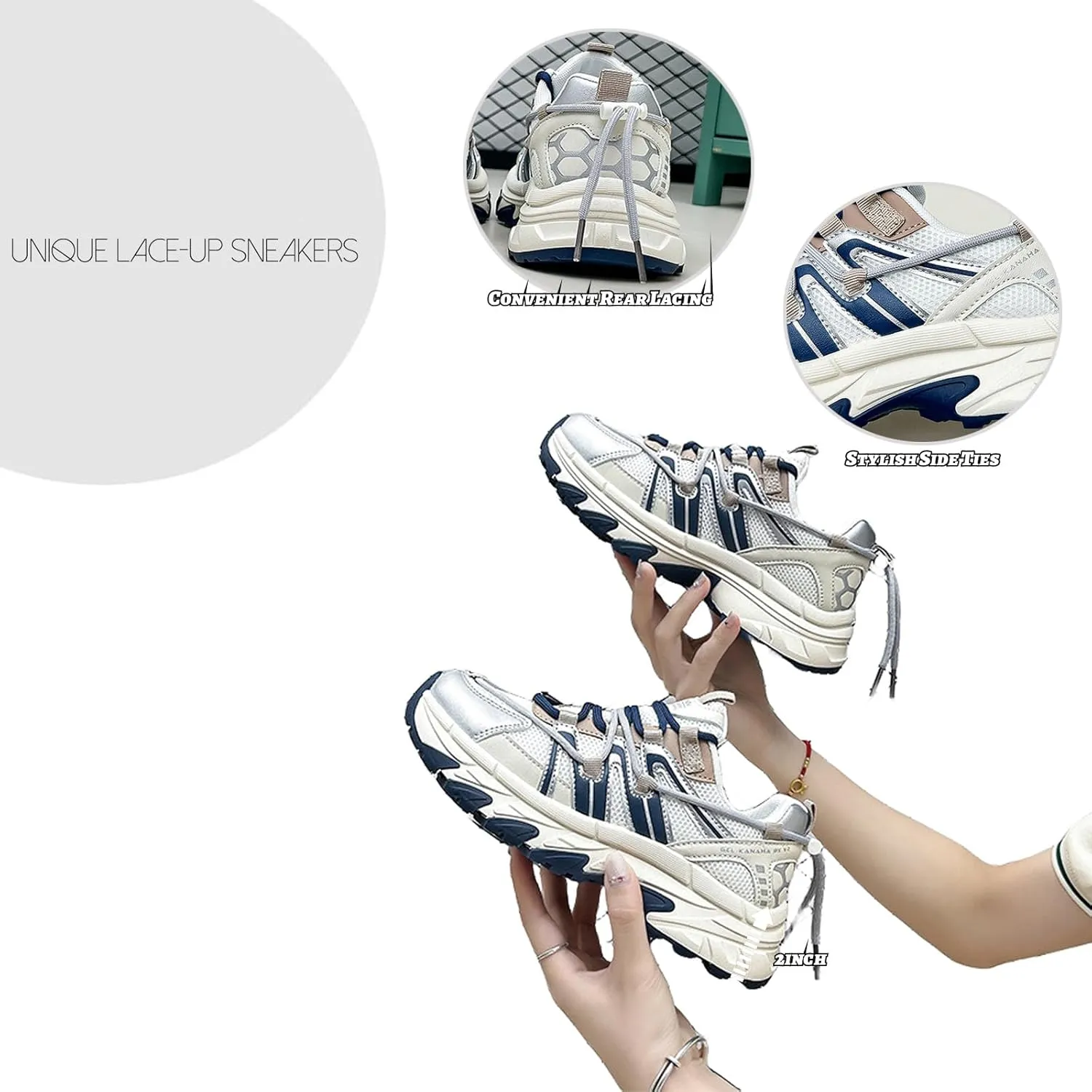 Women's Mesh Fashion Basketball Sneakers,Platform Casual Dad Sneakers,Soft Sole Cushioning Slip-On Orthopedic Arch Exercise Shoes