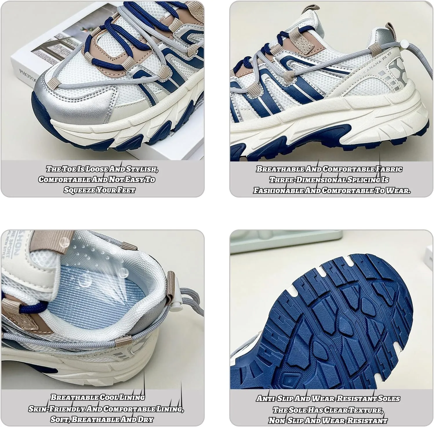 Women's Mesh Fashion Basketball Sneakers,Platform Casual Dad Sneakers,Soft Sole Cushioning Slip-On Orthopedic Arch Exercise Shoes