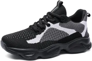 Women's Platform Breathable Soft Mesh Lace Up Sneakers Lightweight Road Running Walking Sock Shoes